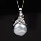 Unique! Luster~ 13.7mm Baroque White South Sea Pearl Pendant Sterling Silver