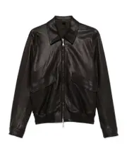 Long sleeve leather jacket IT48 cedar brown