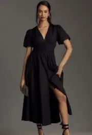 Anthropologie The Katerina Lurex Button-Front Dress Size M