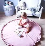 Baby ruffle play mat / tummy time mat FLAMINGO PINK