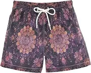 [RPLIFE] Swimming Trunks for Kids, Anti Chafe Swim Trunks for Boys 2T, Dark Purple Mandala