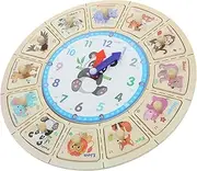 SHOWERORO Educational Wooden Clock for Cognitive Animal Teaching Clock Portable Learning Puzzle for Durable Wooden Material Present for Birthdays and Holidays