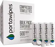 Compressed Toilet Paper Tablet Coin Tissues - 500 Bulk Starter Pack with 4 Carrying Cases
