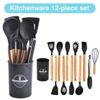 12Pcs Silicone Spatula Set Cooking Tools Kit Heat-Resistant Cookware for Kitchen
