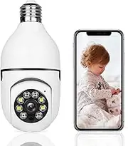 E27 Bulb Camera, 1080P Security Camera System with 2.4GHz WiFi, 360 Degree Wireless Home Surveillance Cameras, Night Vision, Two Way Audio, Smart Motion Detection
