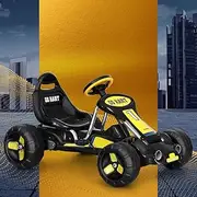 Rigo Kids Ride On Car, Plastic Large Seating Pedal Go Kart Cars Crazy Racing Toy Quad Bike Baby Children Toys Karts, Steel Frame Adjustable Seat Powered Pedals Rubber Tyre Pink