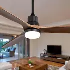 60" Ceiling Fan with Light, Remote Control, Indoor Flush Mount Wood Modern Ceili