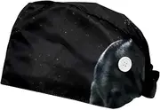 [WOSHJIUK] Working Hat 2 Pack Scrub Caps for Women,Wolf Moon Galaxy,Tie Back Cap Adjustable Scrub Hat