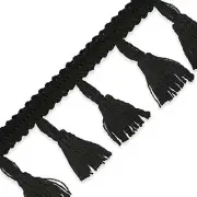 Agnes Party Tassel Fringe 1 3/4" | Black| (20 Yard Cut) Trim
