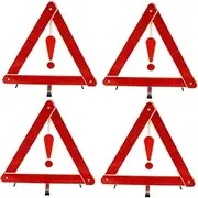 KICHOUSE 4pcs Car Warning Signs Triangle Road Safety Warning Sign Auto Folding Safety Kit 39*39cm Sturdy for Wind Suitable for Trucks Maintenance