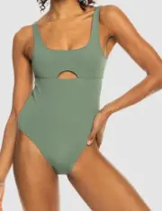 NEW WITH TAGS LADIES ROXY ACTIVE AGAVE GREEN ONE PIECE SWIMSUIT