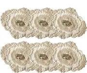 Set of 6 Lace Placemats 11x14 Inch French Crochet Vintage Table Mats for Home, Kitchen, Wedding Decoration
