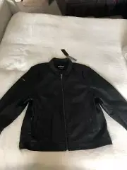 Superdry mens black leather jacket New Tags