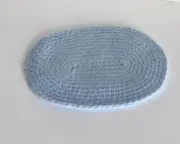 Vintage Miniature Dollhouse 1:12 Scale Oblong, Crochet Light Blue Rug, Dollhouse