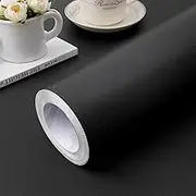 practicalWs Peel and Stick Wallpaper 15.7" x 118" Black Contact Paper for Cabinets and Drawers Removable Wall Paper Self Adhesive Vinyl Film Roll Easy to Apply Bathroom Home Decor Counter Top Covers