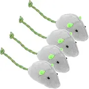 JOINPAYA 4pcs Realistic Plush Mouse Cat Interactive Teasing Teething for Indoor Cats Soft Chew Friendly Design Engaging Wobbling Mechanism Fun Exercise