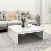 White Coffee Table, Modern Wood Accent for Living Room, 100x100x35cm, Round Center Tables for Home, Durable and Farmhouse Style
