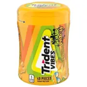 Trident Vibes Sour Patch Kids Tropical Peach Mango Bottle 40 pcs 6 bttle