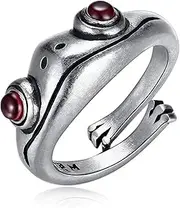 Vintage Ring, with Red Jade Garnet, Women Cute Finger Adjustable Open Ring Gifts for Valentines Day Party Jewellery (Color : Vintage Frog Ring)
