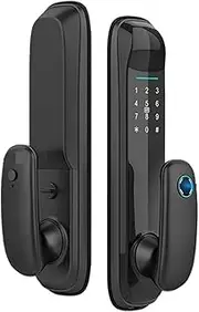 Smart Door Lock TUYA WiFi Or TTLock APP Fingerprint Biometric Frosted Panel Digital Password IC Card Key Electronic Lock Slimline Design(22x147mm,Tuya WiFi Version) Aqiong