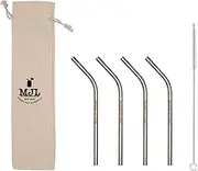 Short Stainless Steel Straws, 6 Inch Bent Thin Metal Straws with Cleaning Brush & Bag, Reusable Drinking Short Metal Straw for Cocktail, Small Cups, Half Pint Mason Jars, Portable Metal Cocktail Straw