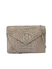 Taupe Crocodile Leather Flap Bag