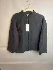 NWT Eileen Fisher Jacket Silk Linen Quilted Frog Buttons Mandarin Collar SIZE L