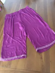 Hot Pink /White 3/4 Wide Leg Summer Pants Size 14 Plus Autograph Elastic Waist