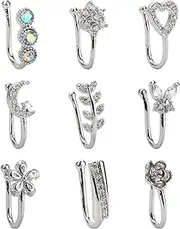 [CrazyPiercing] Fake Nose Ring CZ African Nose Cuffs Gold/Silver/Rose Gold Faux Septum Nose Rings Clip on Nose Jewelry for Woman Non Pierced Jewelry