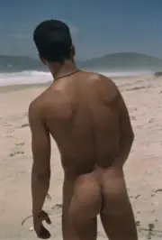 [A524] Handsome Male Cute Model Showing Off Body And Round Bottom Beach