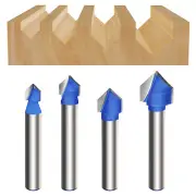 4PCS 6.35mm Shank V Groove Router Bit CNC Engraving V Grooving Wood Mill Cutter