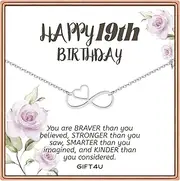 [GIFT4U] Birthday Gifts for Women 30th 40th 50th 60th 70th 80th 90th, 14K White Gold Plated Circles Infinity Heart Birthday Pendant Necklace for 8 9 10 11 12 13 14 15 16 18 19 20 21 Years Old Girls
