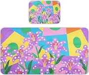 Cooling Baby Mattress Protector Pads 28" x 52" Washable Bed Pads for Kids Colorful Geometric Shapes Purple Lilies