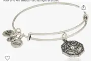 $34 ALEX AND ANI Bridesmaid Charm Silver Tone Bangle Z9