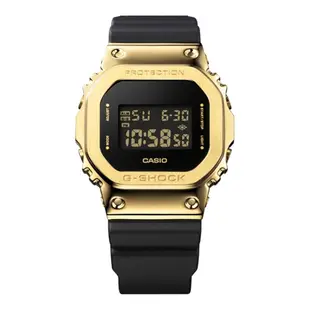 CASIO卡西歐 G-SHOCK 黑金時尚 高調奢華 金屬錶殼 經典方型 GM-5600G-9