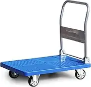 Flatbed Cart Platform Truck Foldable Push Cart Thickened Plastic Deck Metal Handle and Silent Wheels 360 Degree Moving for Indoor Outdoor Hand Truck