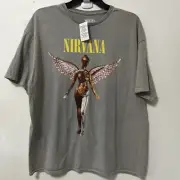 Nirvana T-Shirt Utero Angel Distressed Gray Vintage Wash Size Large NWT