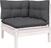 Garden Corner Sofa with Cushions White Solid Pinewood
