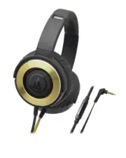 Audio-Technica – WS550iS Black/Gold Headphones – Solid Bass - 2 Year Warranty