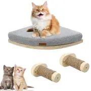 Corner Cat Wall Shelf, Wall Mount Cat Shelves with 2 Climbing Steps, Large Fl...