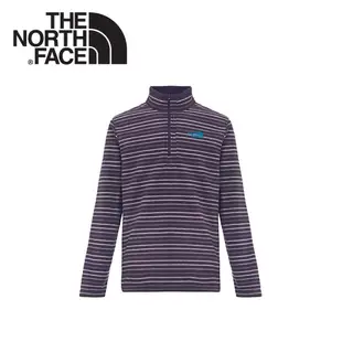 The North Face 男 刷毛套頭衫《深茄紫條紋》CUN0/保暖/高領/休閒 (8.5折)