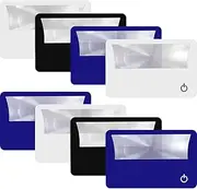 8x Credit Card Magnifier Bundle Wallet Purse Magnifying Glass LED Illuminated Magnifier 3X Pocket Card (Black, White and Blue)