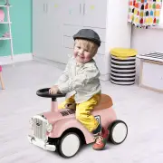 CostwayKids Sit to Stand Vehicle with Working Steering Wheel for Boys &amp; Girls -Pink