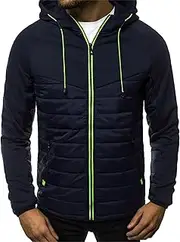[JEShifangjiusu] Zipper Lightweight Down Coat for Men Packable Outdoor Adventure Sport Coats for Men Zip Up Warm Jacket, Navy Blue, XXL