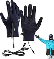 [Generic] Womens Heated Gloves,USB Rechargeable Touchscreen Gloves - Zipper Design Non-Slip Gloves, Cold Weather Gear for Outdoor Activities