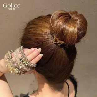 【Golicc】韓版 時尚 水晶 髮圈(髮飾 頭飾 髮帶 髮繩 髮束 生日 禮物 情人節)