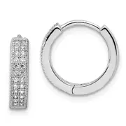 Brilliant Embers Sterling Silver Rhodium-plated 48 Stone Micro Pav?ÇÜ CZ Hinged Hoop Earrings