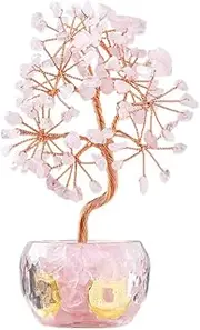(Rose Quartz) Feng Shui- Crystal Tree -Money Tree -Home Decor-Office Decor- Quartz -Seven Chakra- Healing Gemstone- Birthday Gift Moon Pons Selection