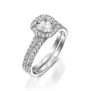 3 3/4 CT Diamond Engagement Ring Set Round H/SI2 14K White Gold Size Selectable