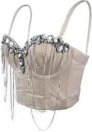 [HEYDHSDC] 2024 Women'S Chain Diamond Y2k Bustier Bra Wedding Corset Party Cropped Camis